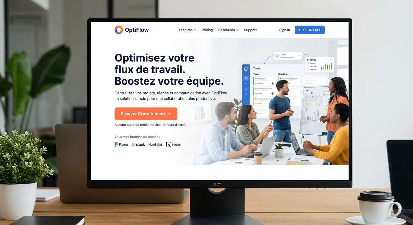Exemple visuel d'un bouton CTA bien placé sur page d'accueil
